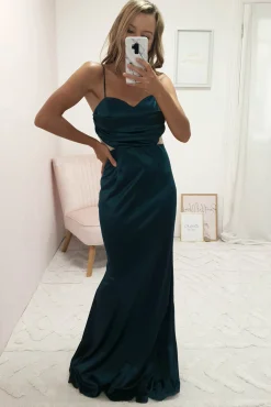 Addison Satin Gown | Emerald Green