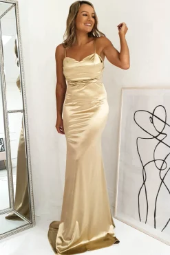 Addison Satin Gown | Gold