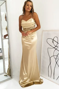 Addison Satin Gown | Gold