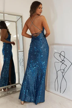 Alamour Sequin Luxe Gown | Lapis Blue