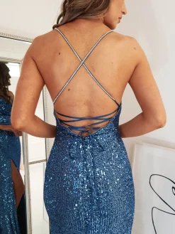 Alamour Sequin Luxe Gown | Lapis Blue