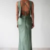 Alanna Soft Matte Satin Maxi Dress | Olive