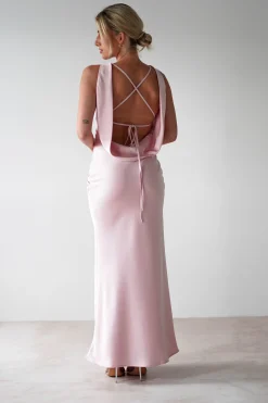 Alanna Soft Matte Satin Maxi Dress | Blush Pink