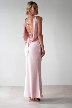Alanna Soft Matte Satin Maxi Dress | Blush Pink