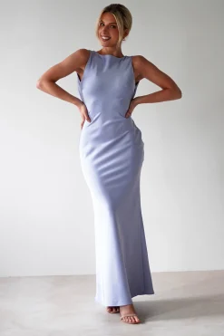 Alanna Soft Matte Satin Maxi Dress | Periwinkle Blue