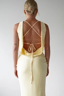 Alanna Soft Matte Satin Maxi Dress | Yellow