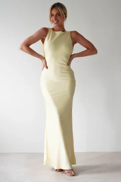 Alanna Soft Matte Satin Maxi Dress | Yellow