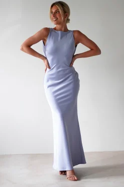 Alanna Soft Matte Satin Maxi Dress | Periwinkle Blue