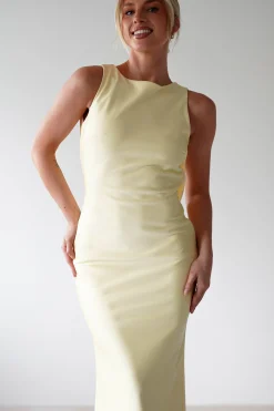 Alanna Soft Matte Satin Maxi Dress | Yellow