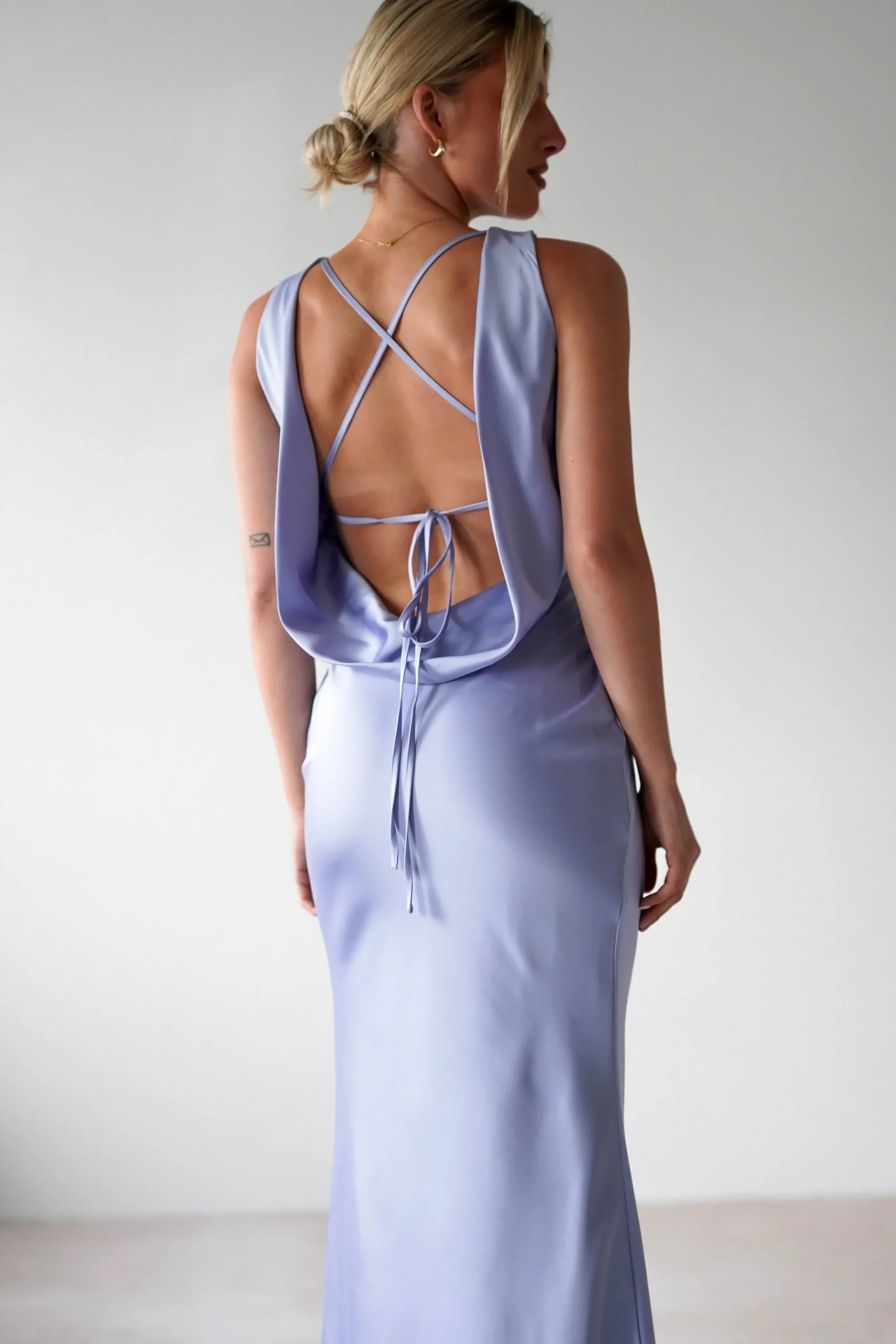 Alanna Soft Matte Satin Maxi Dress | Periwinkle Blue