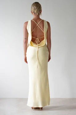 Alanna Soft Matte Satin Maxi Dress | Yellow