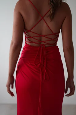 Aldina Soft Bodycon Dress | Red