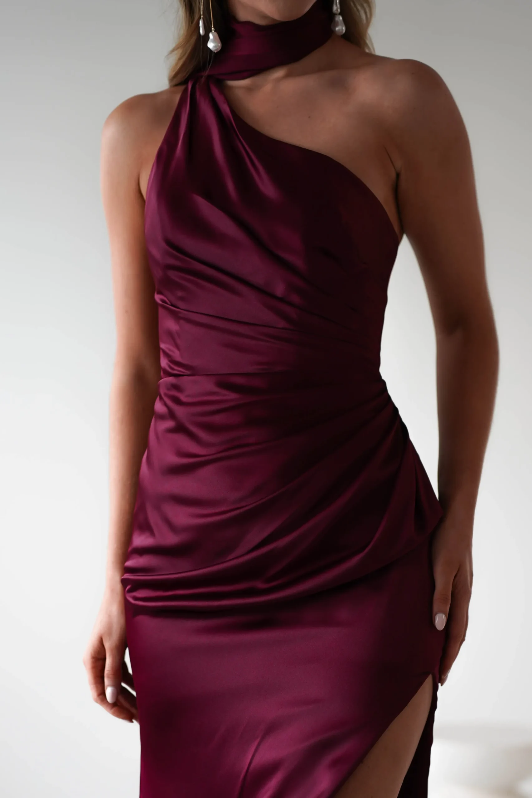 Aletta Soft Satin Maxi Gown | Dark Wine