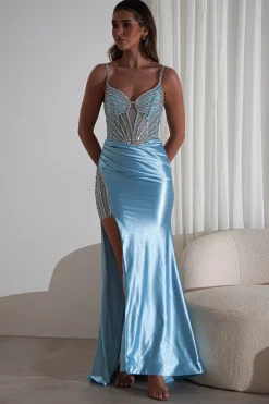 Alexis Glitter Shimmer Gown | Light Blue