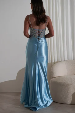 Alexis Glitter Shimmer Gown | Light Blue