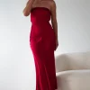 Alice Soft Satin Maxi Dress | Dark Red