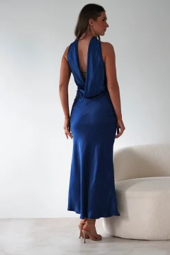 Alice Soft Satin Maxi Dress | Navy