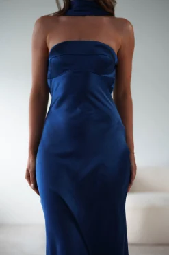 Alice Soft Satin Maxi Dress | Navy