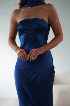 Alice Soft Satin Maxi Dress | Navy