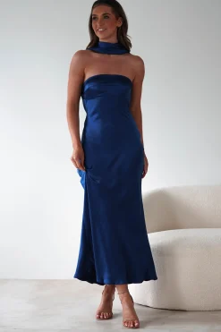 Alice Soft Satin Maxi Dress | Navy