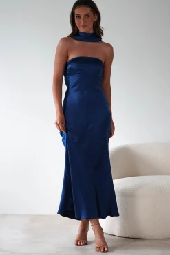 Alice Soft Satin Maxi Dress | Navy
