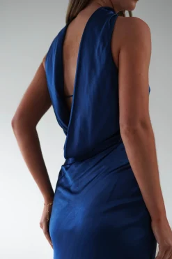Alice Soft Satin Maxi Dress | Navy