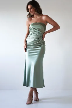 Allegra Gathered Midaxi Dress | Sage