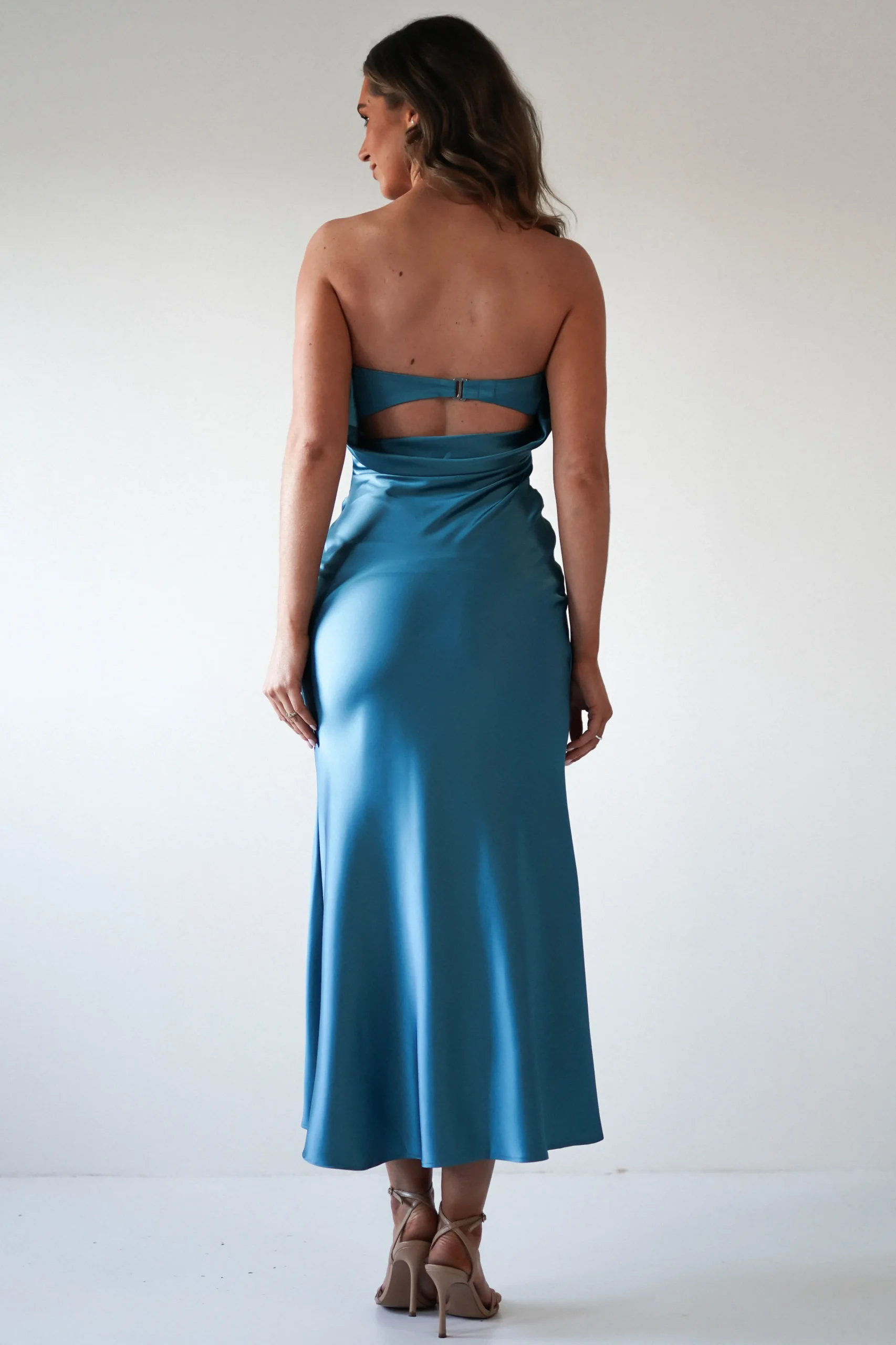 Allegra Gathered Midaxi Dress | Robin Blue