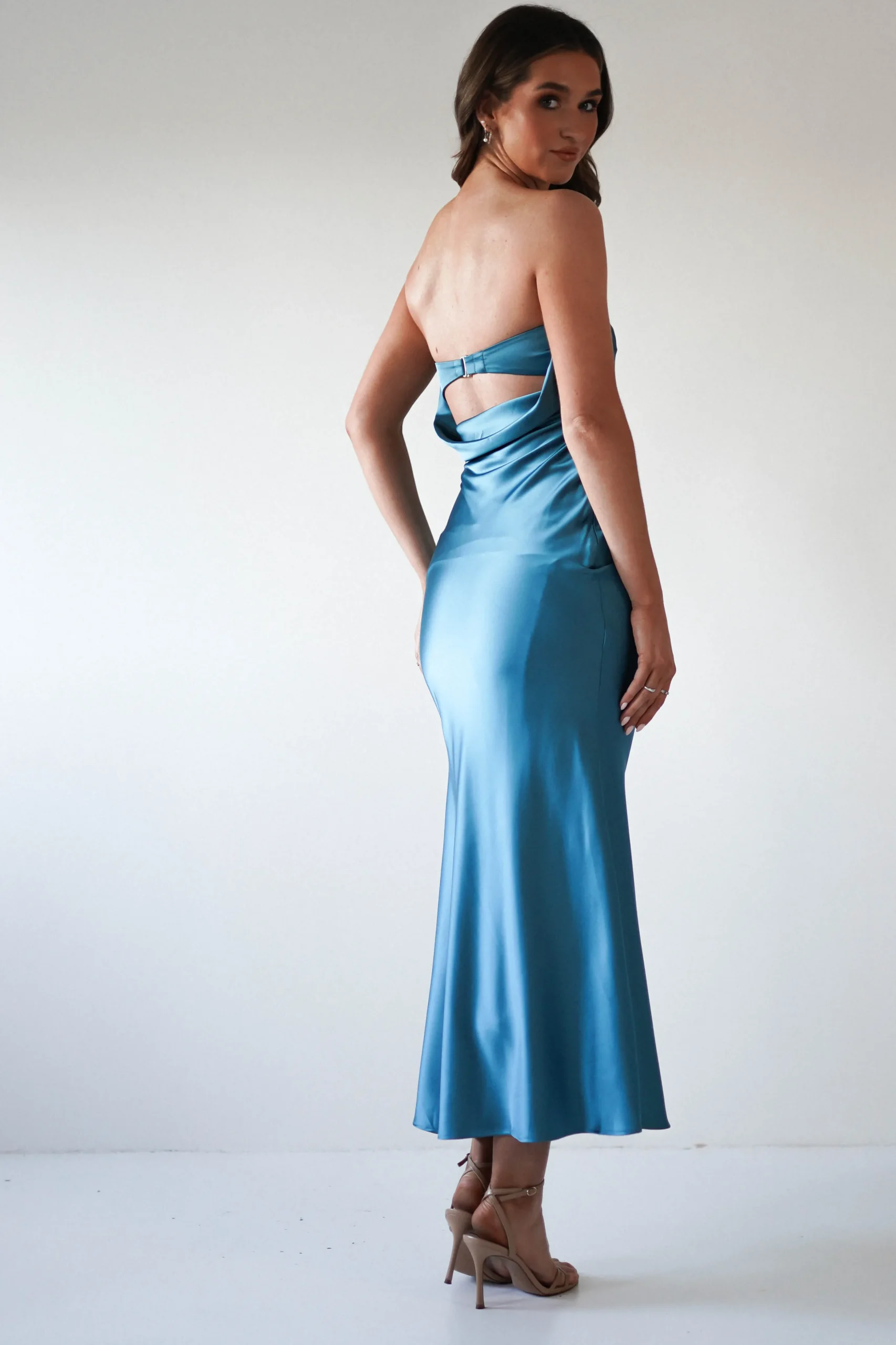Allegra Gathered Midaxi Dress | Robin Blue