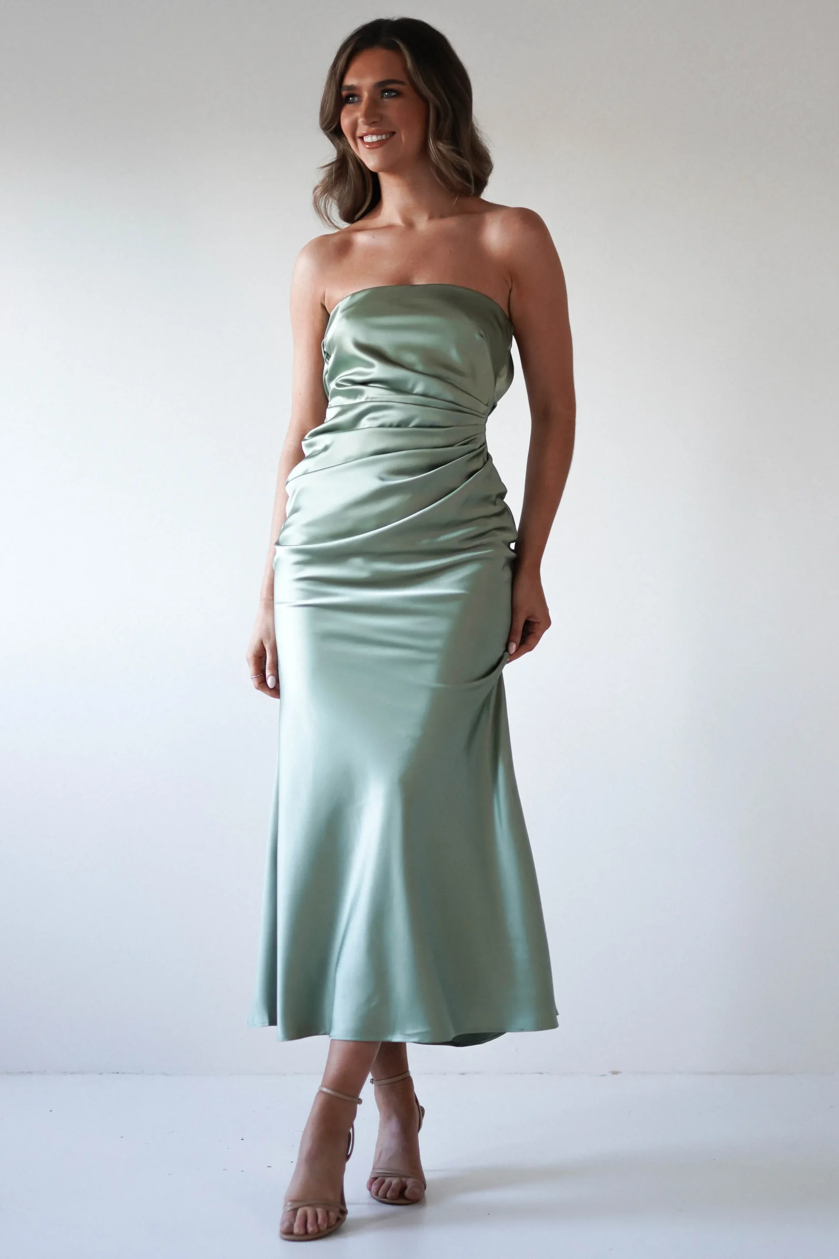 Allegra Gathered Midaxi Dress | Sage