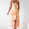 Allie Ruffle Floral Maxi Dress | Yellow/Peach