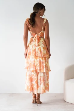 Allie Ruffle Floral Maxi Dress | Yellow/Peach