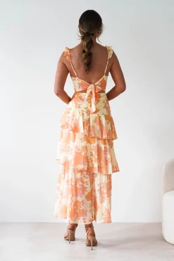 Allie Ruffle Floral Maxi Dress | Yellow/Peach