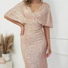 Alvara Sequin Midi Dress | Rose Gold