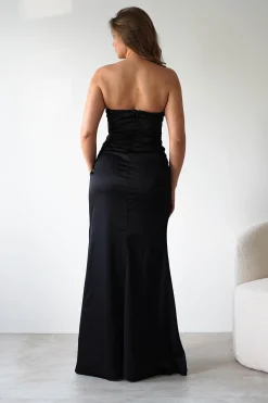 Alyce Soft Satin Strapless Gown | Black