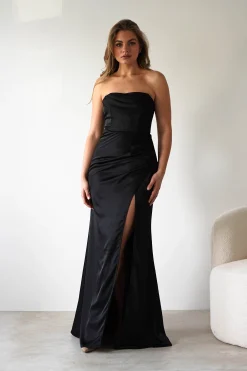 Alyce Soft Satin Strapless Gown | Black