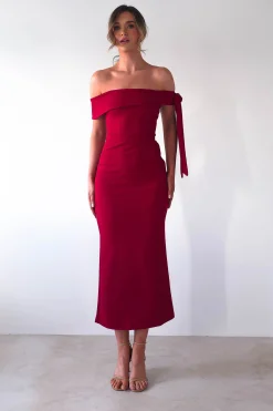 Amalthea Off the Shoulder Midaxi | Dark Red