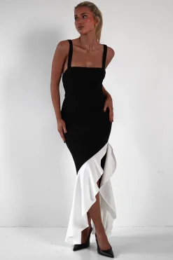 Amelia Contrast Maxi Dress | Black/White