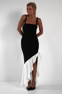 Amelia Contrast Maxi Dress | Black/White