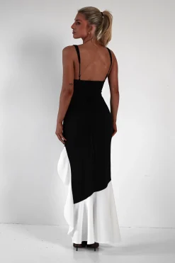 Amelia Contrast Maxi Dress | Black/White