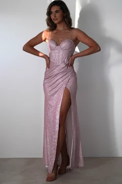 Anastasia Glitter Sweetheart Gown | Blush