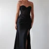 Andrina Rhinestone Strapless Gown | Black