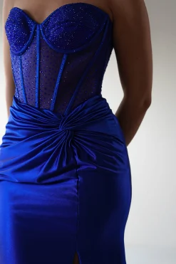 Andrina Rhinestone Strapless Gown | Royal Blue