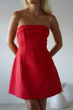 Angelica Strapless Structured Mini Dress | Red