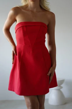 Angelica Strapless Structured Mini Dress | Red