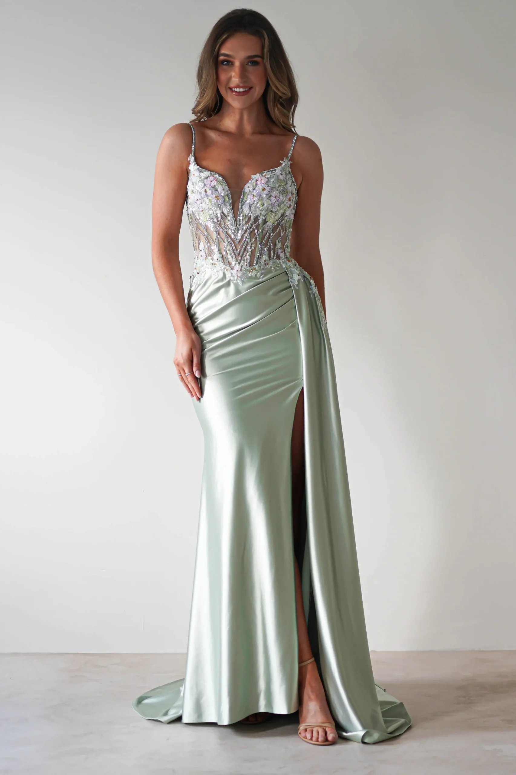 Annabel Embellished Bodycon Gown | Sage