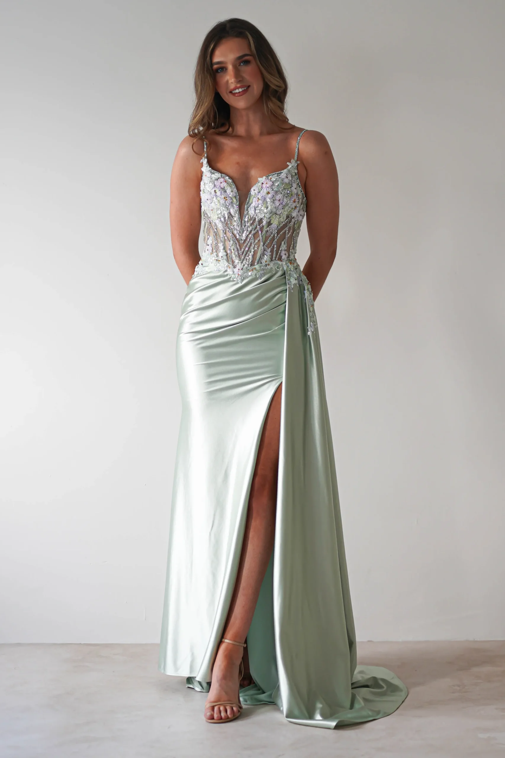 Annabel Embellished Bodycon Gown | Sage