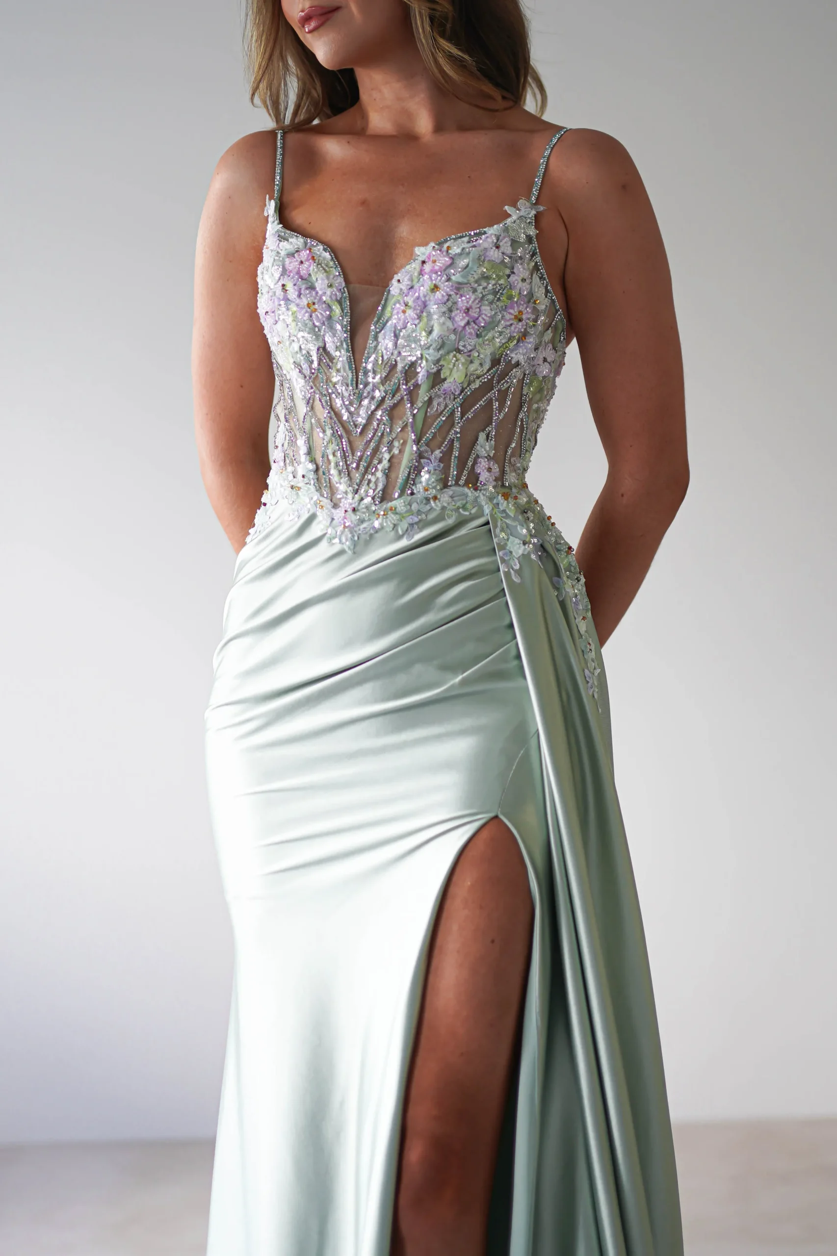 Annabel Embellished Bodycon Gown | Sage
