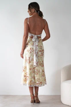 Annabelle Floral Print Midaxi Dress | Yellow