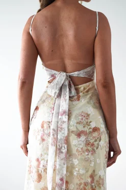 Annabelle Floral Print Midaxi Dress | Yellow
